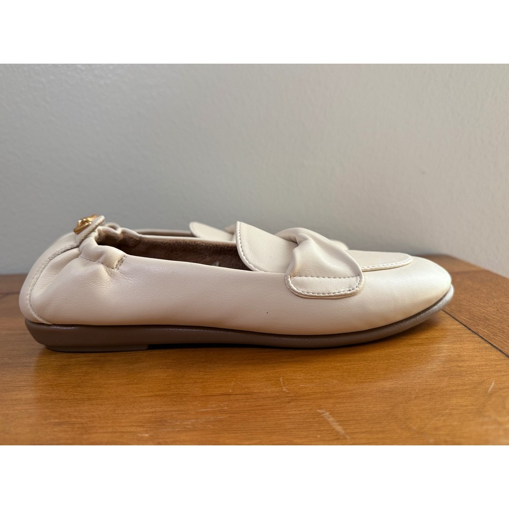 Aerosoles Womens Cream Leather Twisted Knot Elastic Heel Loafers Flats Size 7 - Picture 4 of 7